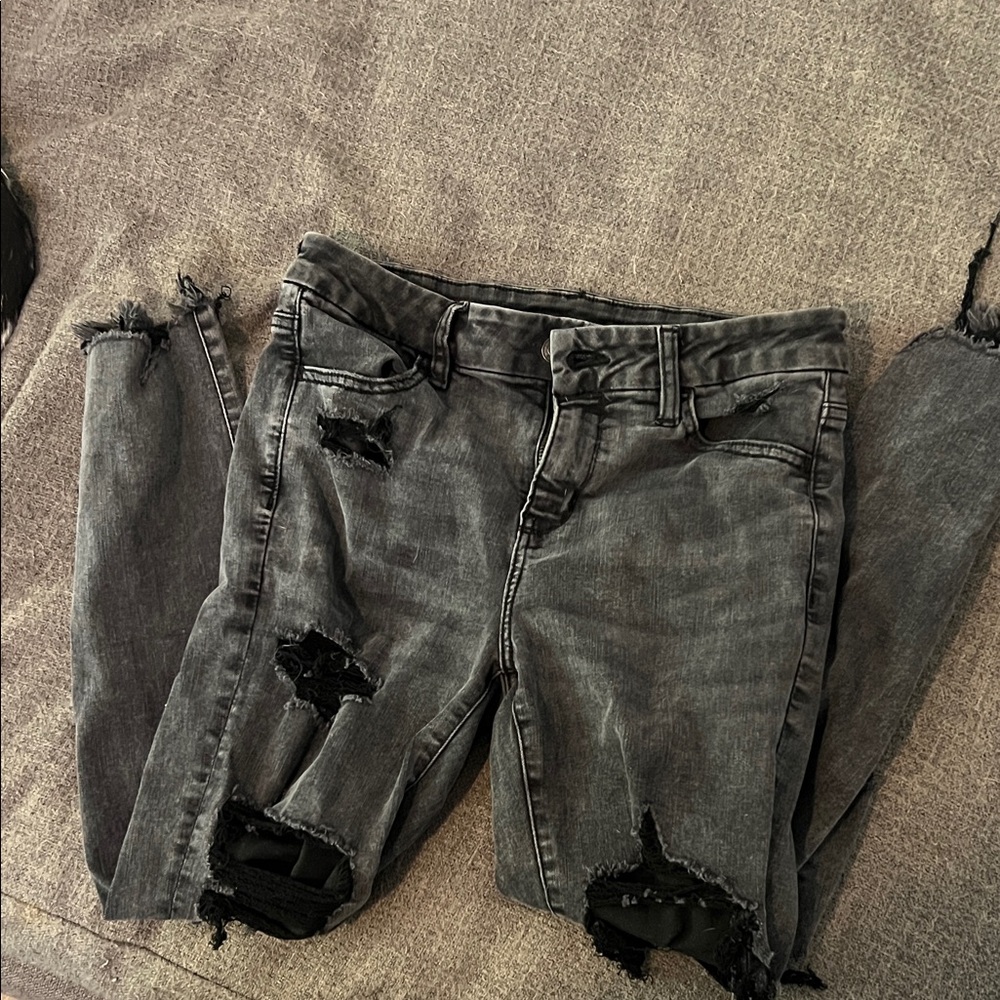 Distressed Black Women's Jeans